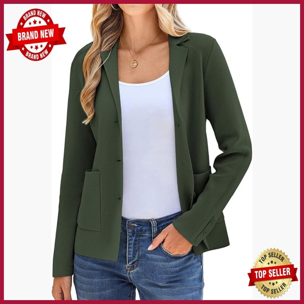 Long Sleeve Casual Blazer Work Office Jacket with Pocket Relaxed Fit